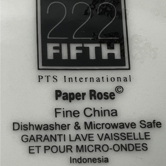 222 FIFTH Paper Rose Fine China Salad plates (2) - Picture 2 of 4